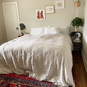 100% Linen Queen Duvet Cover in Oatmeal